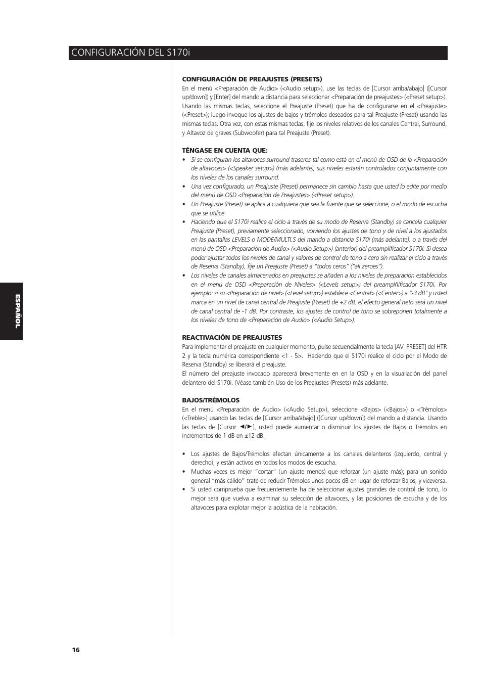 Configuración del s170i | NAD S170iAV User Manual | Page 138 / 164