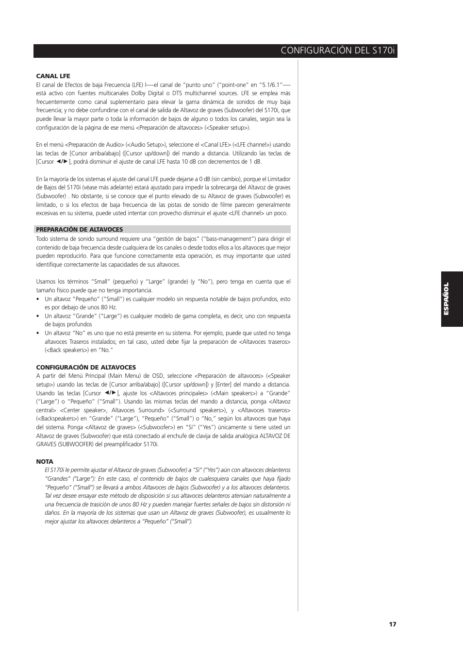 Configuración del s170i | NAD S170iAV User Manual | Page 139 / 164