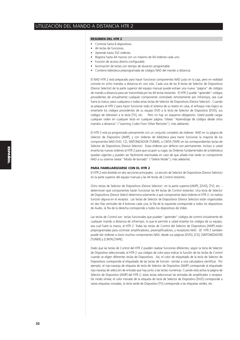 Utilización del mando a distancia htr 2 | NAD S170iAV User Manual | Page 154 / 164