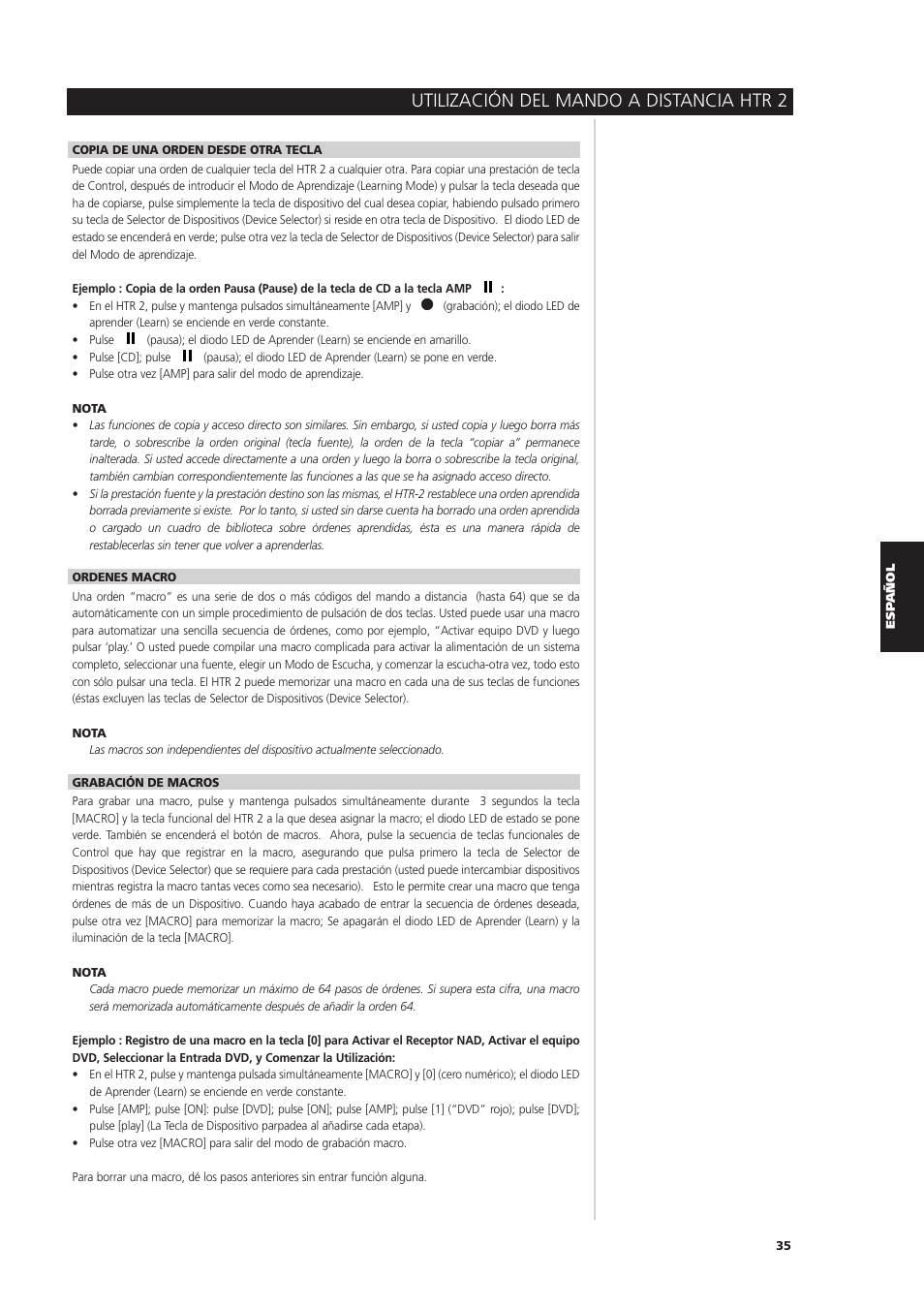 Utilización del mando a distancia htr 2 | NAD S170iAV User Manual | Page 157 / 164