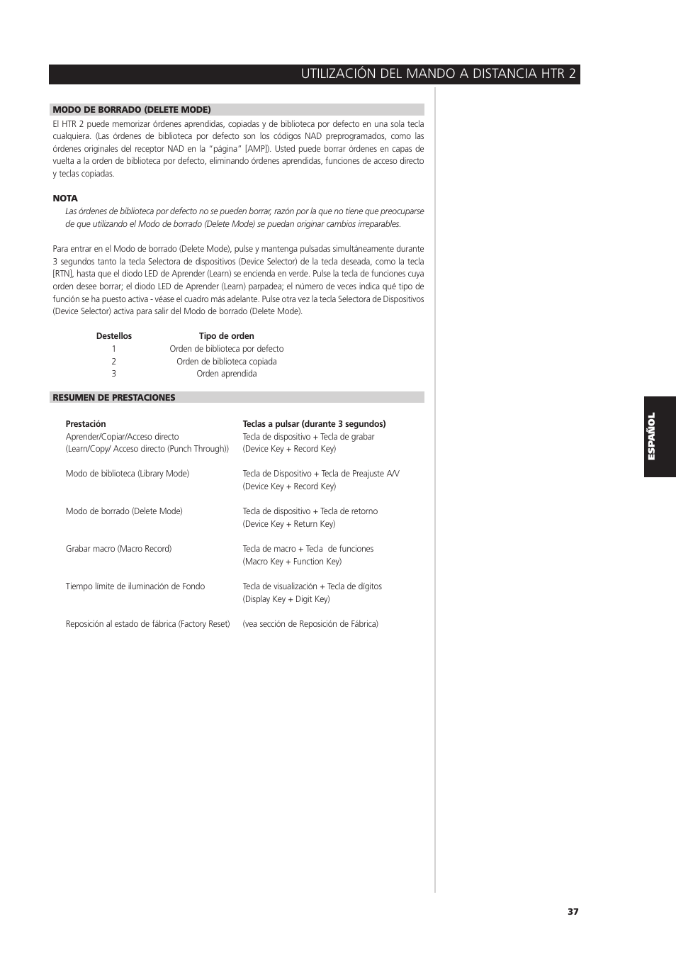 Utilización del mando a distancia htr 2 | NAD S170iAV User Manual | Page 159 / 164