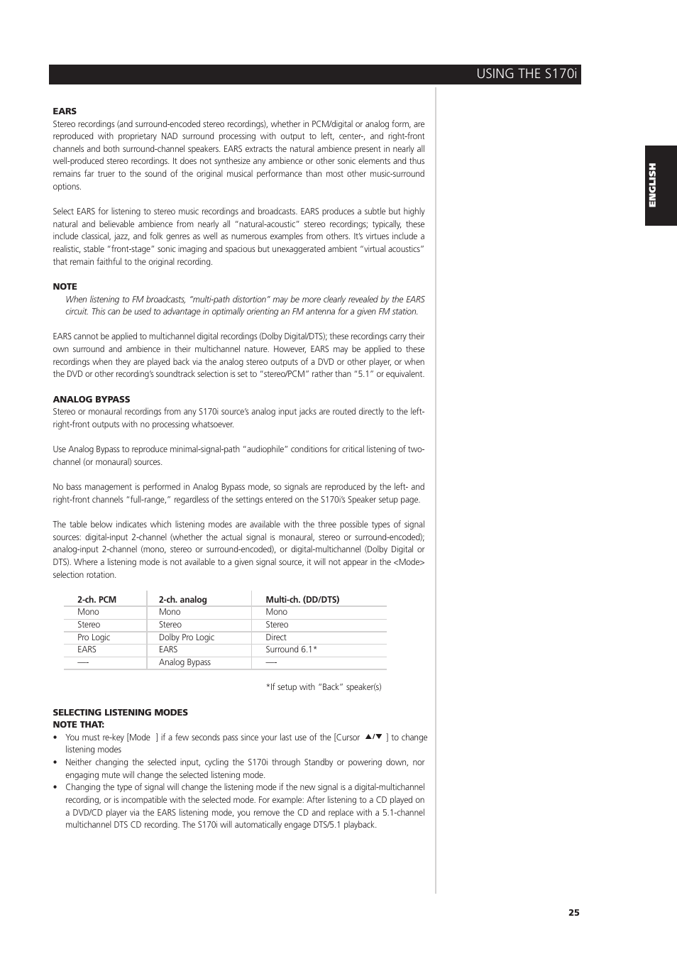 Using the s170i | NAD S170iAV User Manual | Page 25 / 164