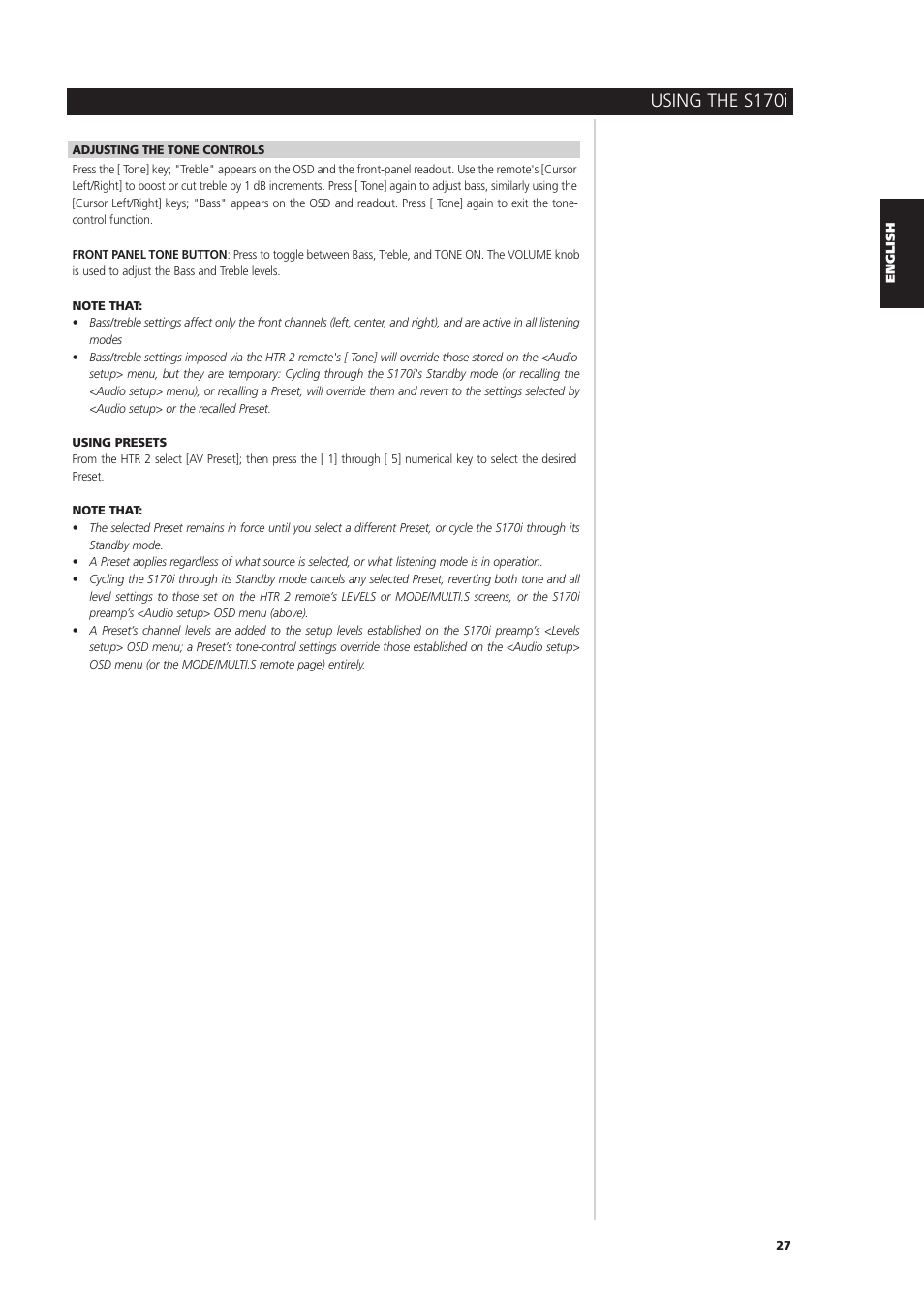 Using the s170i | NAD S170iAV User Manual | Page 27 / 164