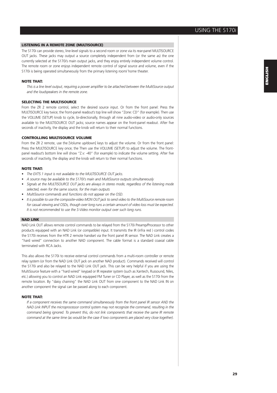 Using the s170i | NAD S170iAV User Manual | Page 29 / 164
