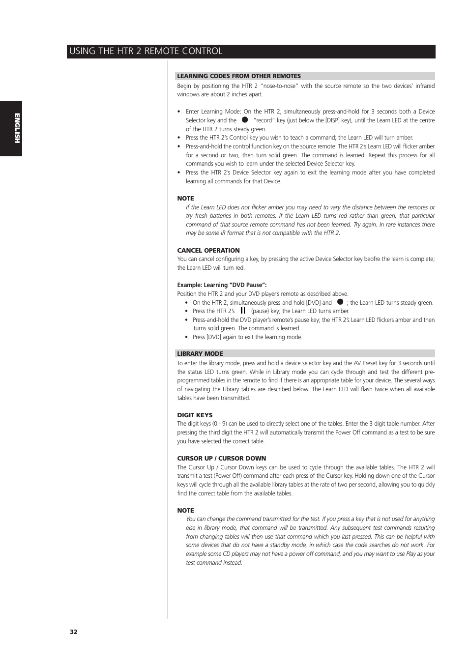 Using the htr 2 remote control | NAD S170iAV User Manual | Page 32 / 164