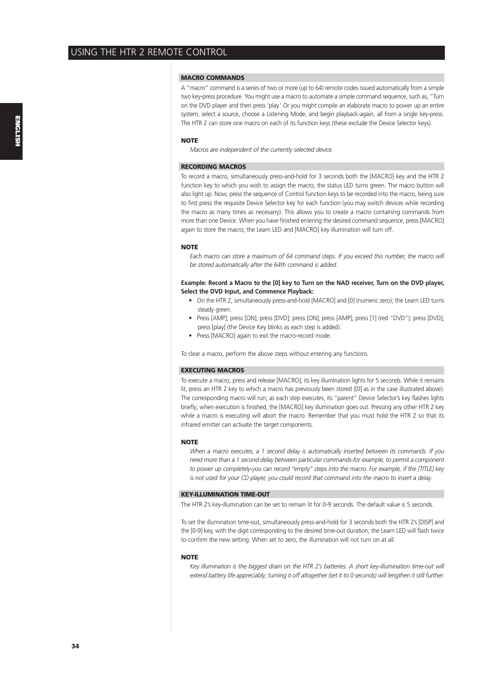 Using the htr 2 remote control | NAD S170iAV User Manual | Page 34 / 164