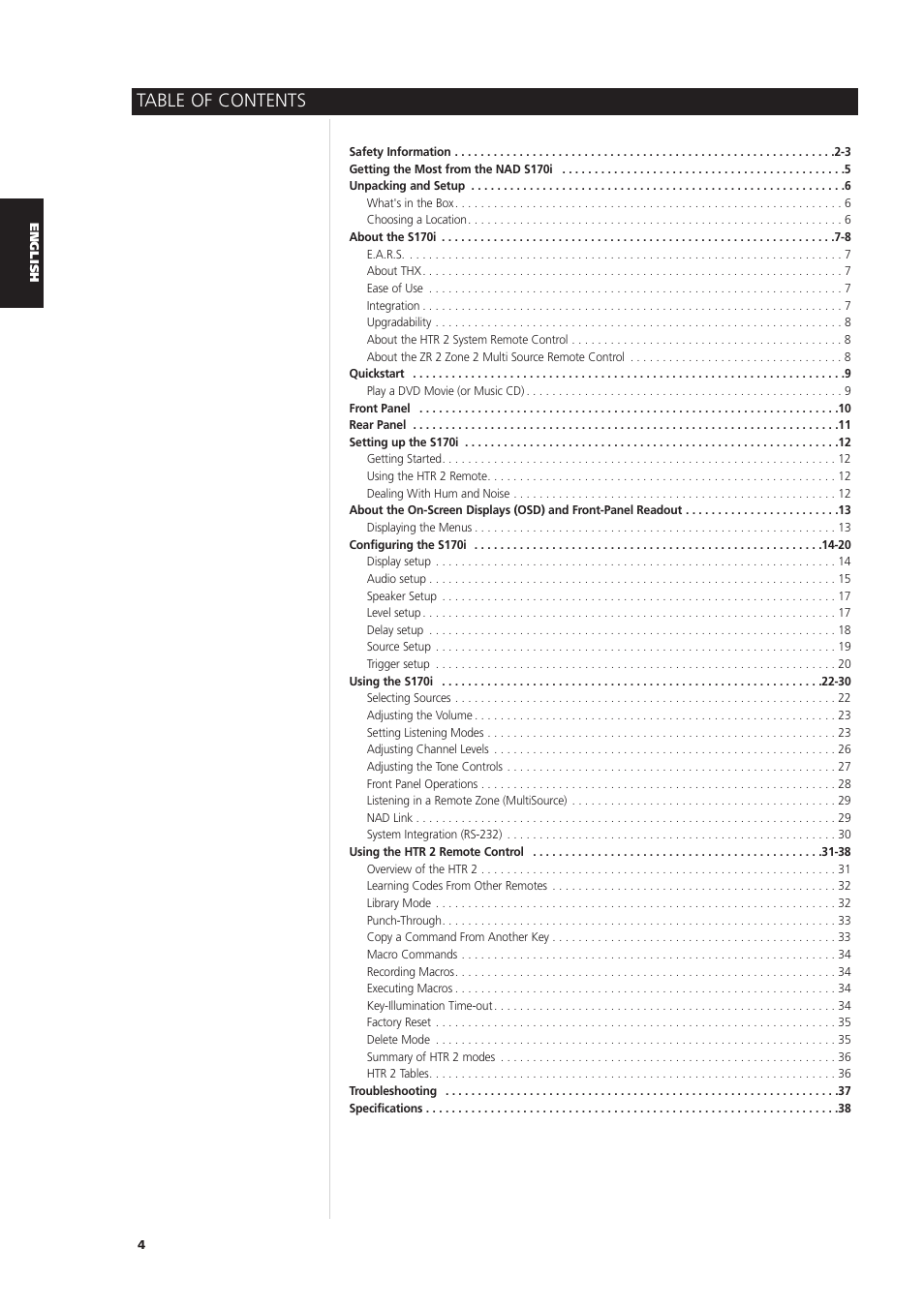NAD S170iAV User Manual | Page 4 / 164