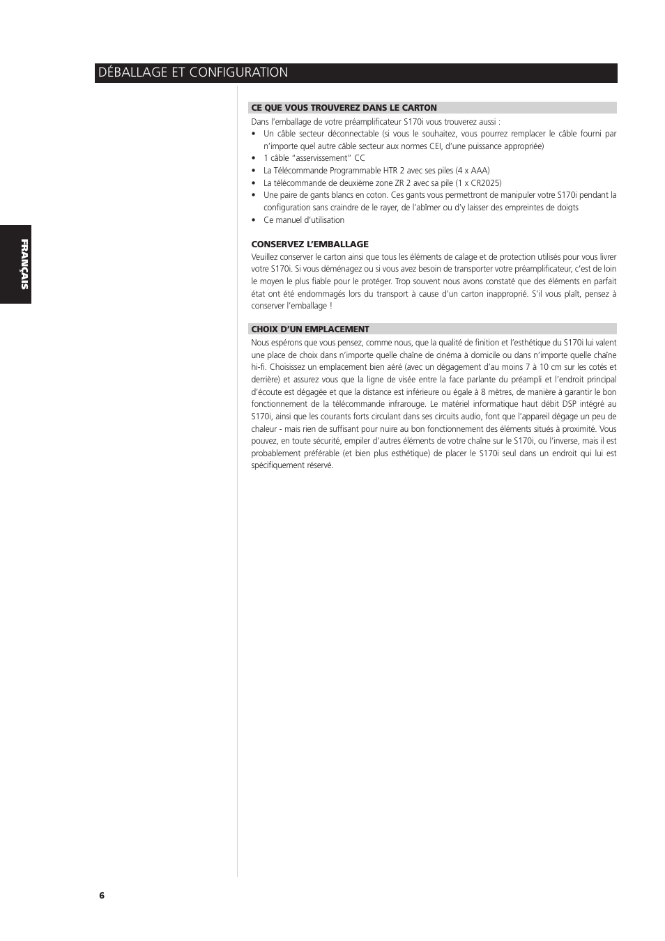 Déballage et configuration | NAD S170iAV User Manual | Page 46 / 164