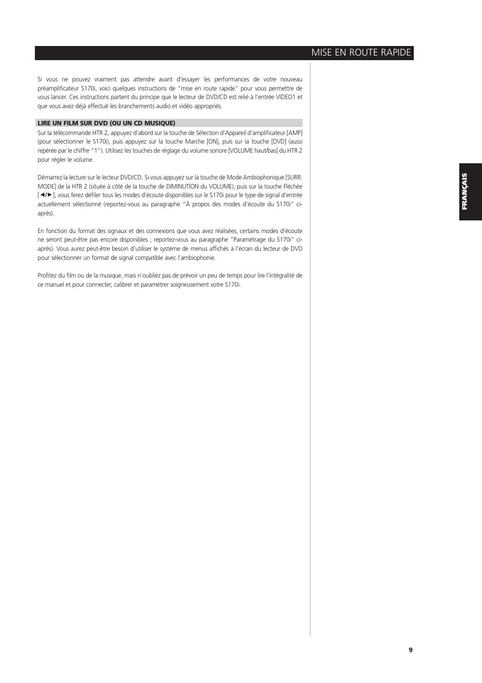 Mise en route rapide | NAD S170iAV User Manual | Page 49 / 164