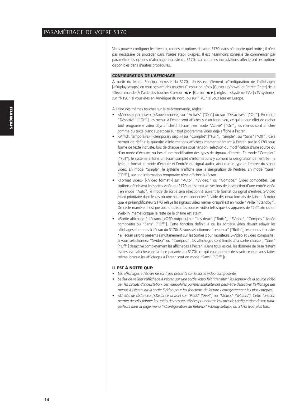 Paramétrage de votre s170i | NAD S170iAV User Manual | Page 54 / 164