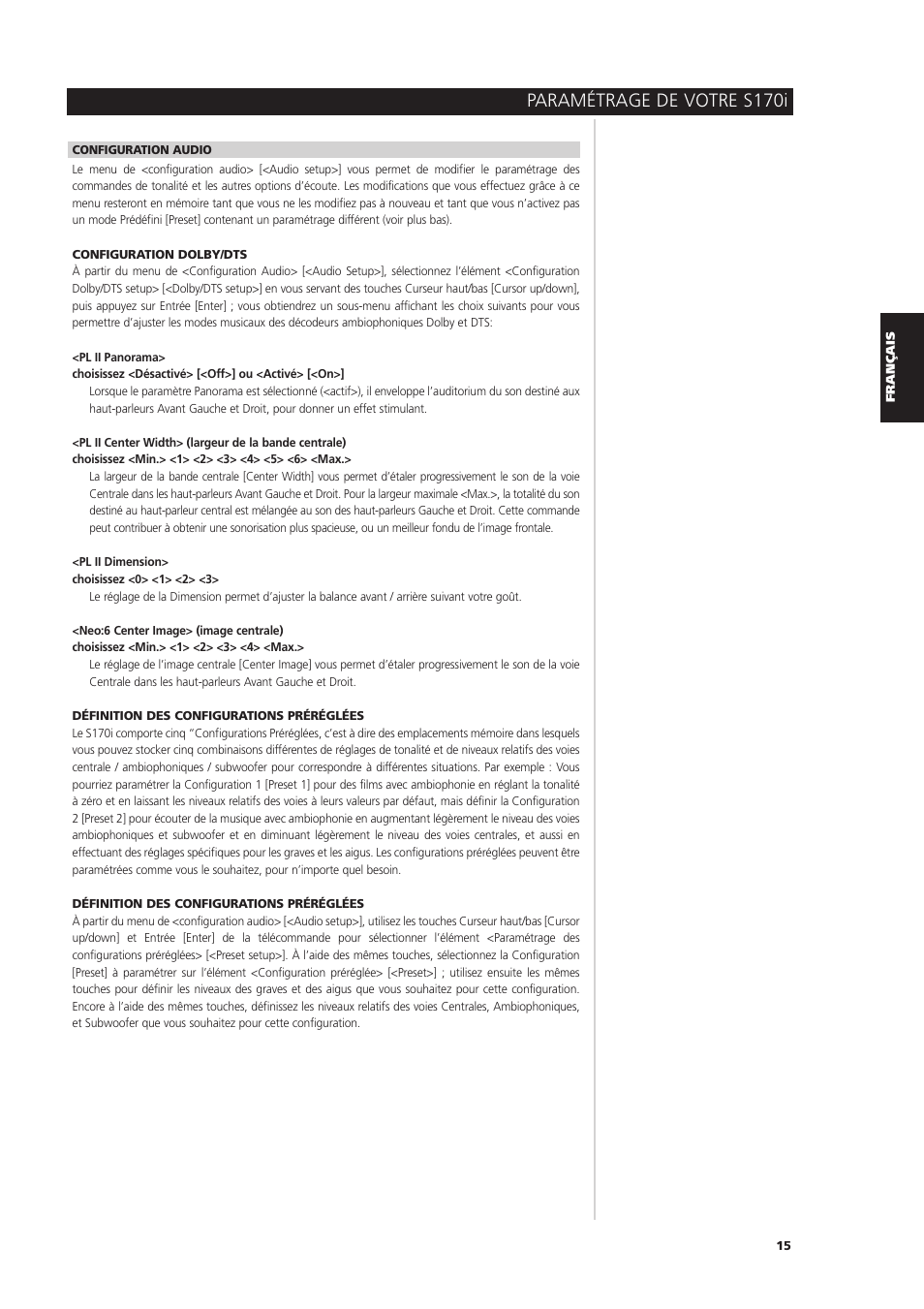 Paramétrage de votre s170i | NAD S170iAV User Manual | Page 55 / 164