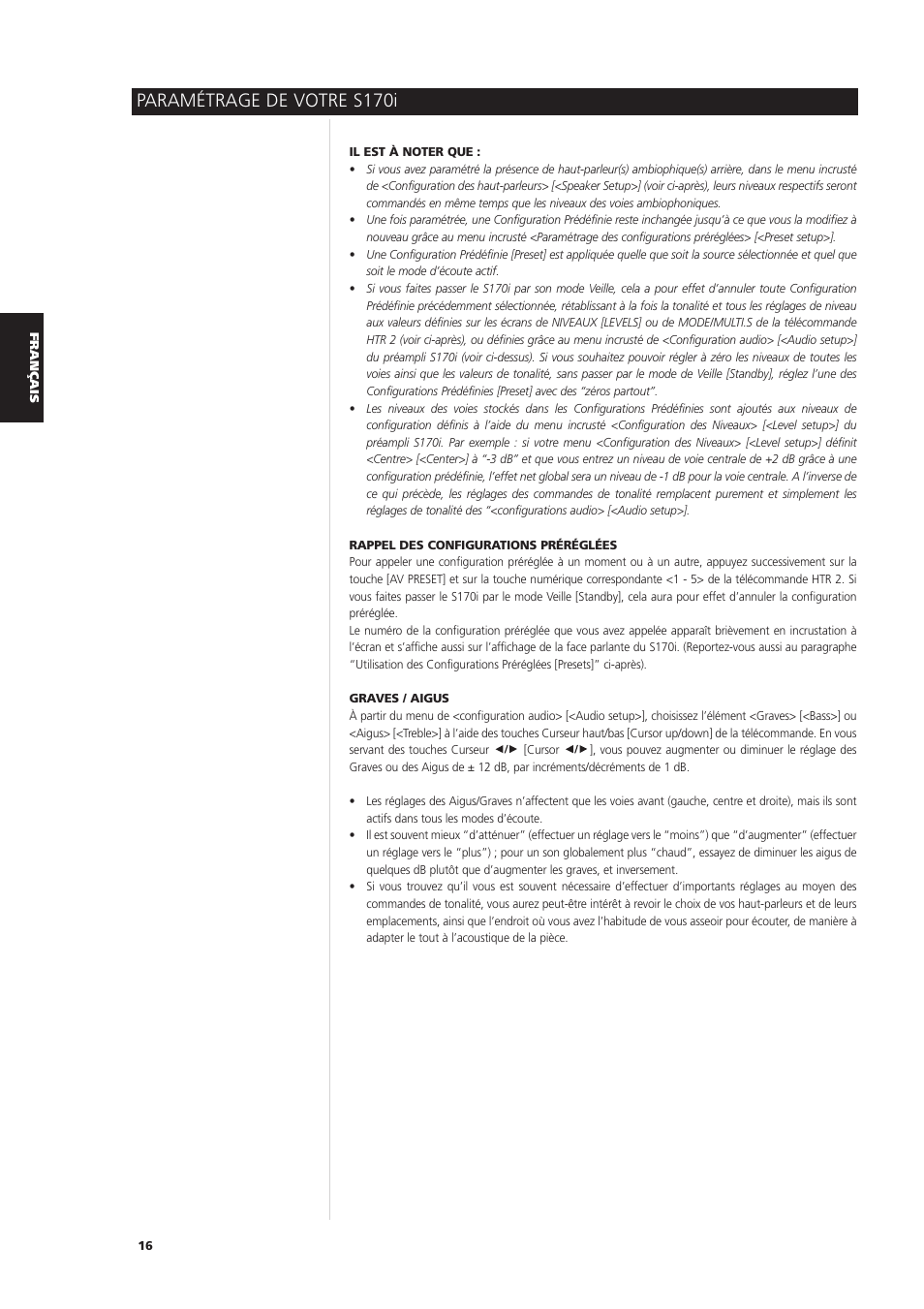 Paramétrage de votre s170i | NAD S170iAV User Manual | Page 56 / 164