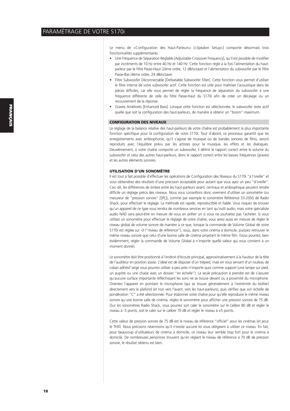 Paramétrage de votre s170i | NAD S170iAV User Manual | Page 58 / 164