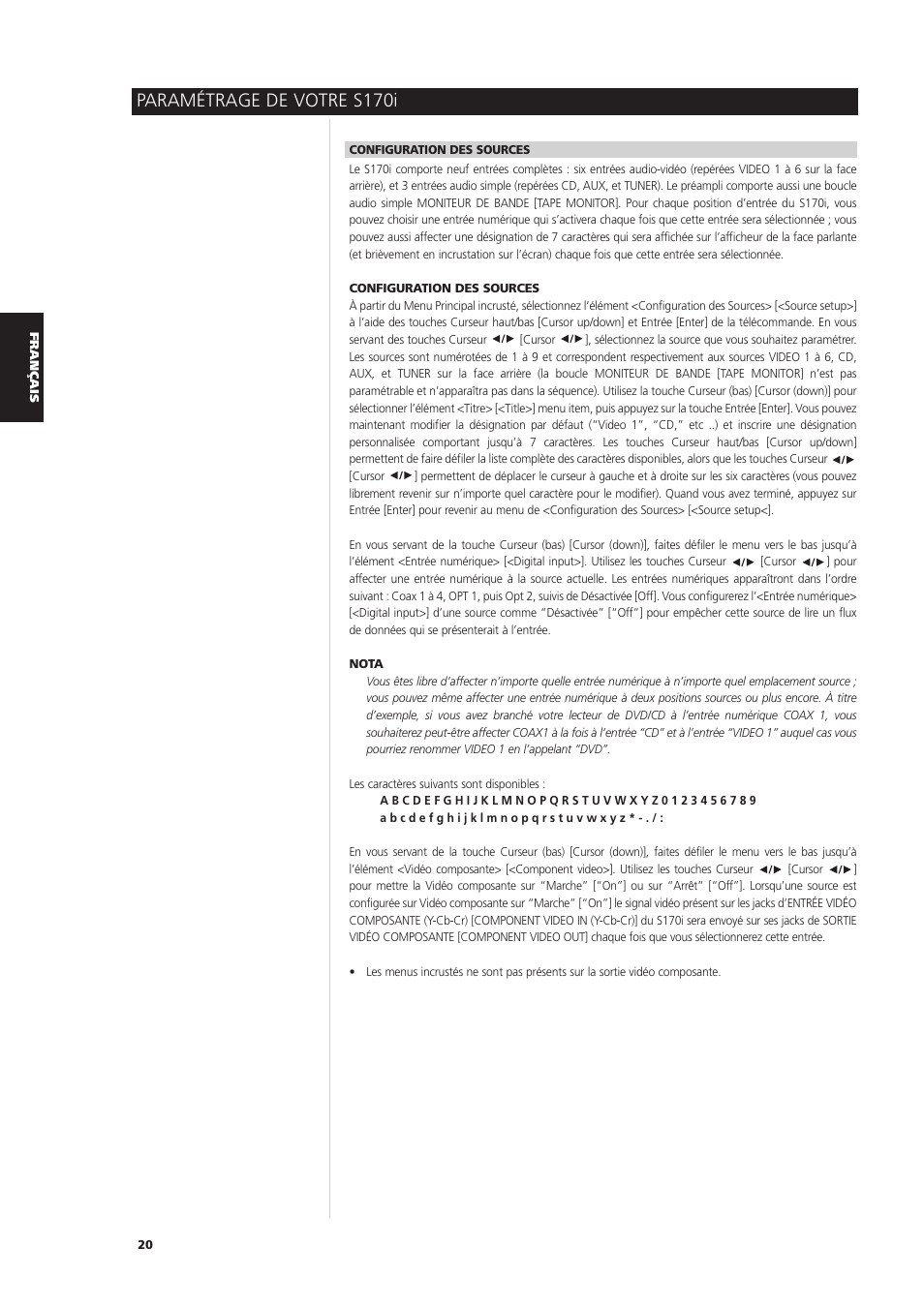 Paramétrage de votre s170i | NAD S170iAV User Manual | Page 60 / 164