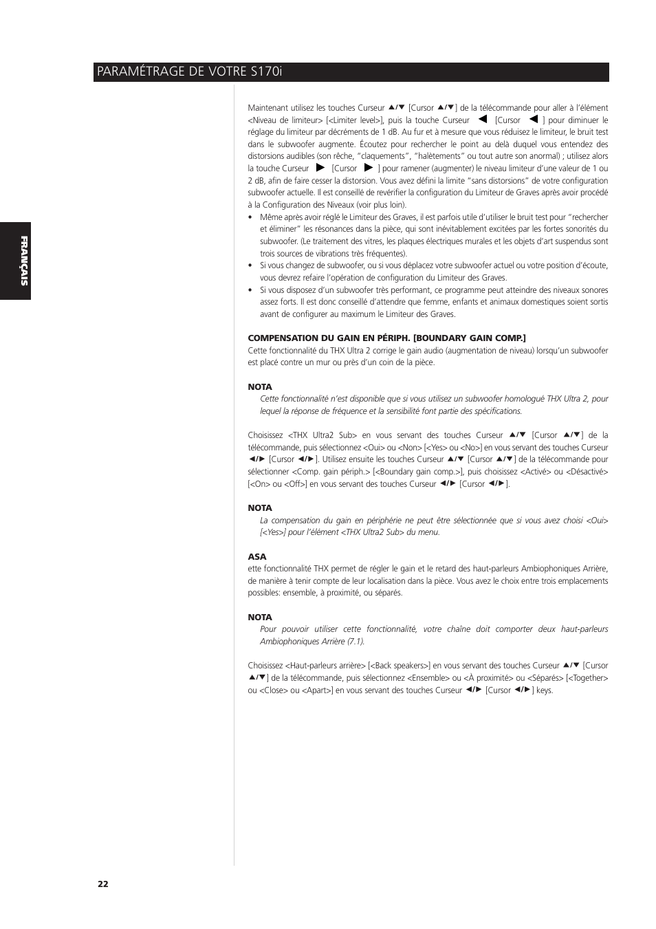 Paramétrage de votre s170i | NAD S170iAV User Manual | Page 62 / 164