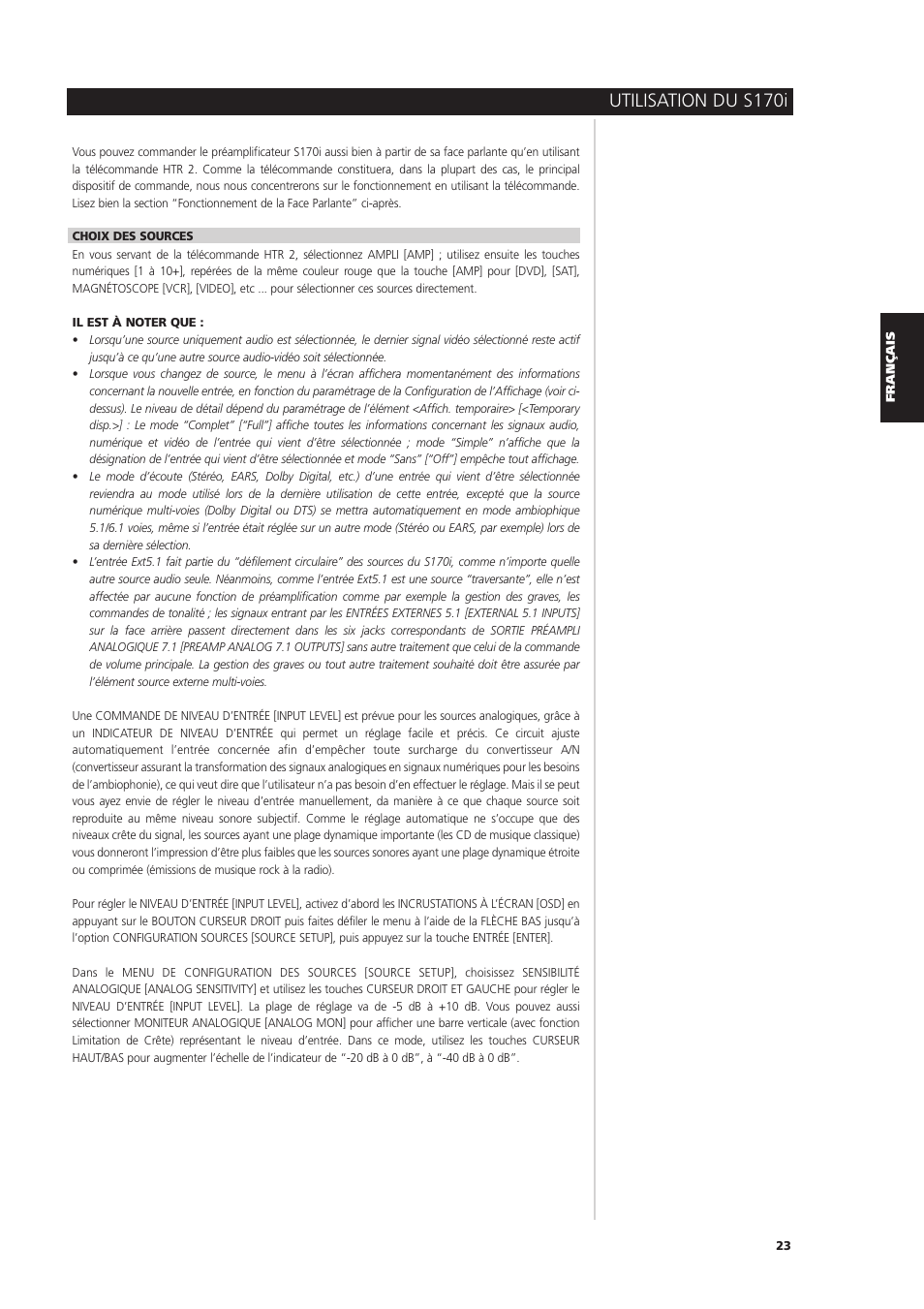 Utilisation du s170i | NAD S170iAV User Manual | Page 63 / 164