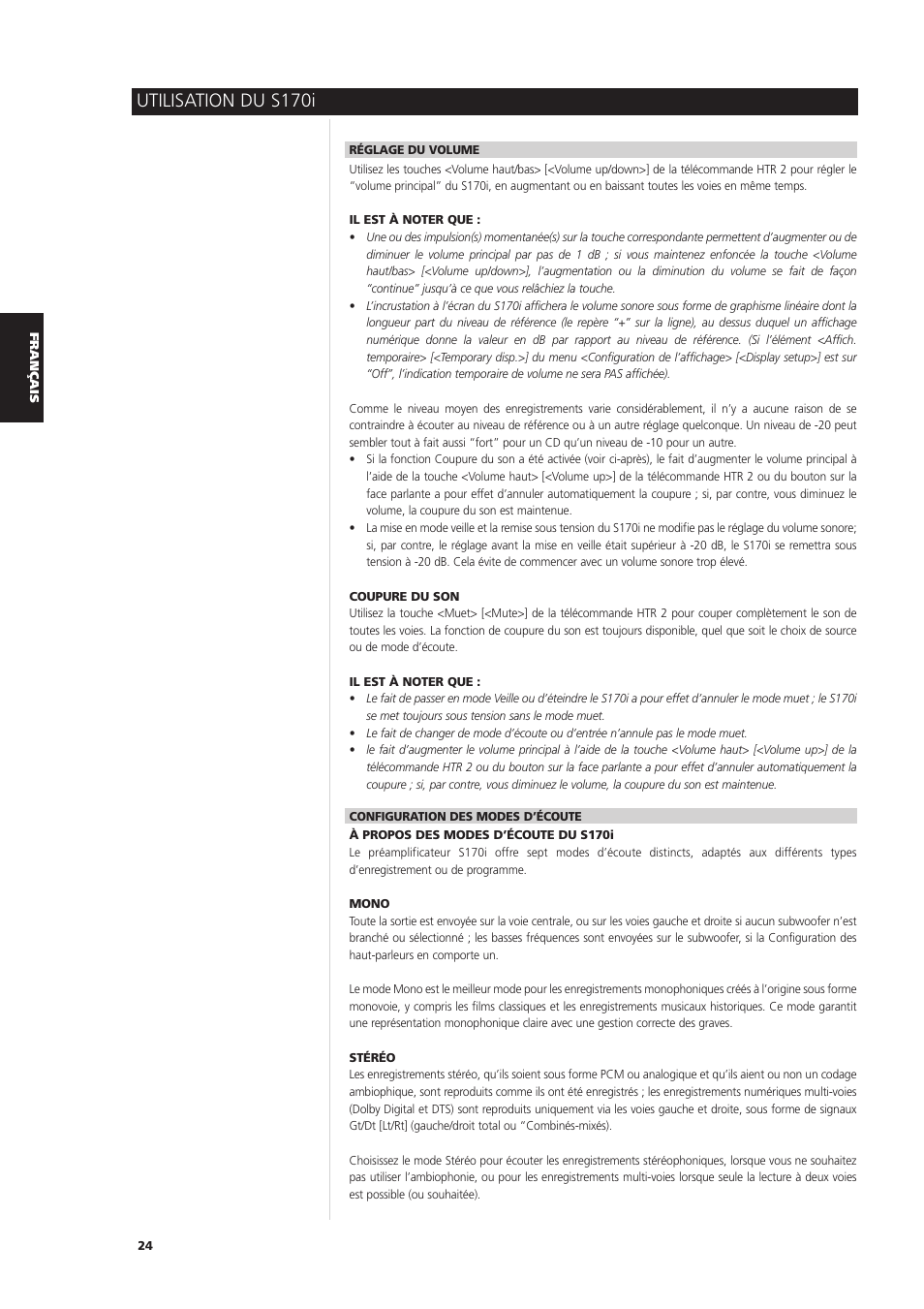 Utilisation du s170i | NAD S170iAV User Manual | Page 64 / 164