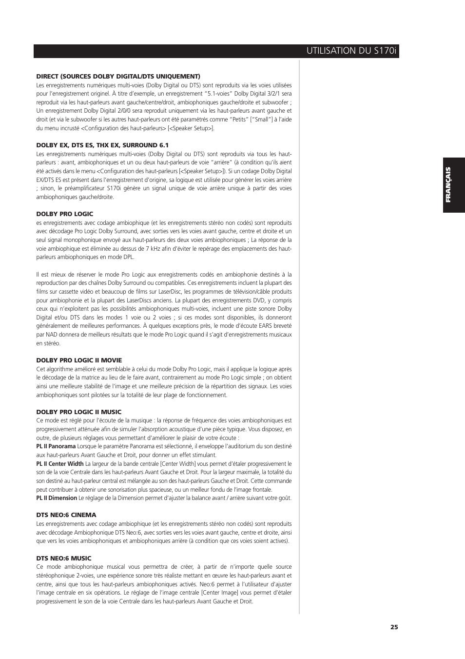 Utilisation du s170i | NAD S170iAV User Manual | Page 65 / 164