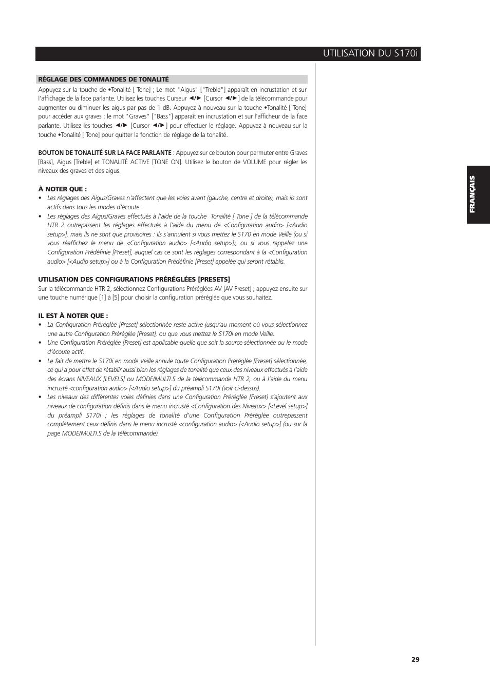 Utilisation du s170i | NAD S170iAV User Manual | Page 69 / 164