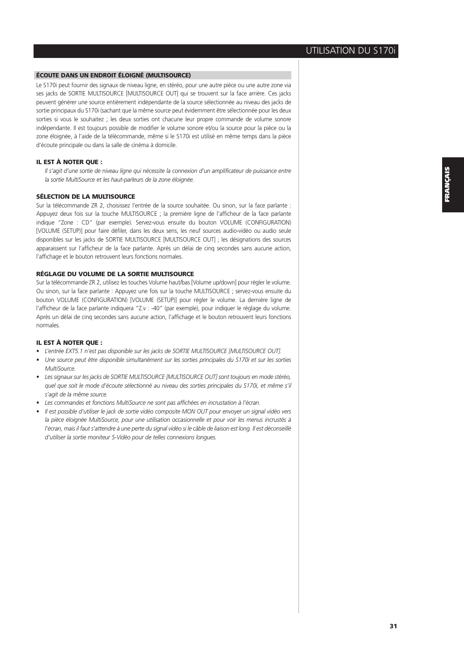 Utilisation du s170i | NAD S170iAV User Manual | Page 71 / 164