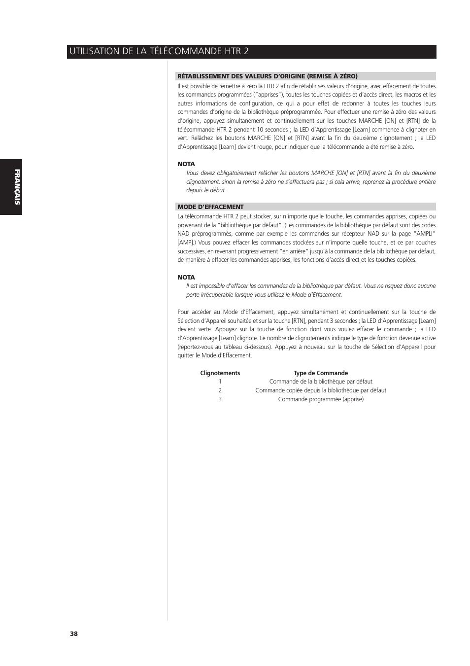 Utilisation de la télécommande htr 2 | NAD S170iAV User Manual | Page 78 / 164