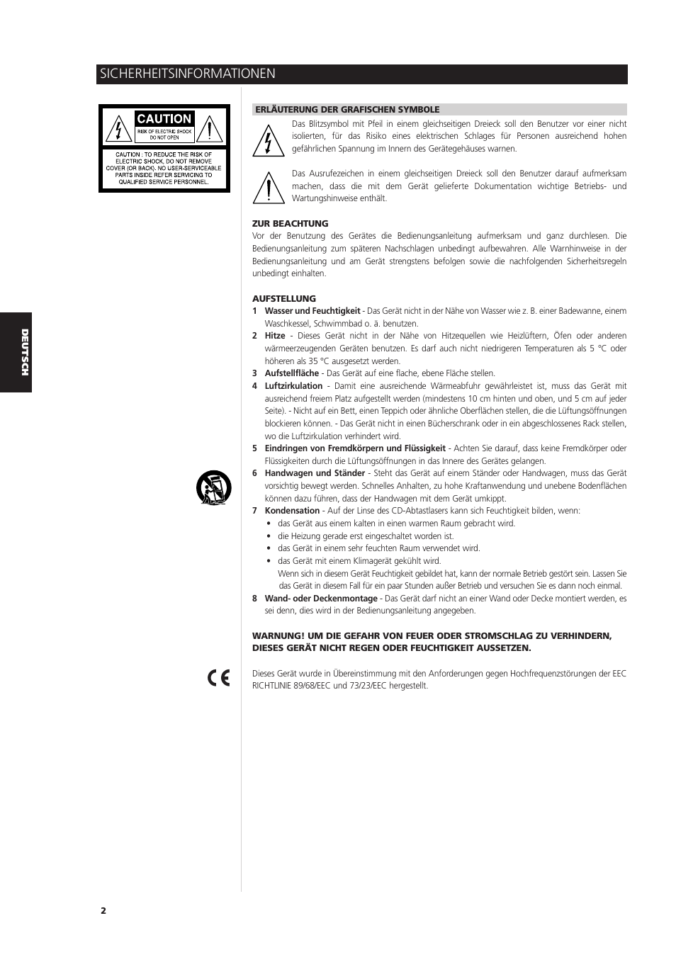 Sicherheitsinformationen | NAD S170iAV User Manual | Page 84 / 164