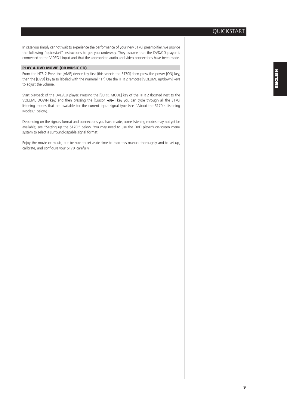 Quickstart | NAD S170iAV User Manual | Page 9 / 164