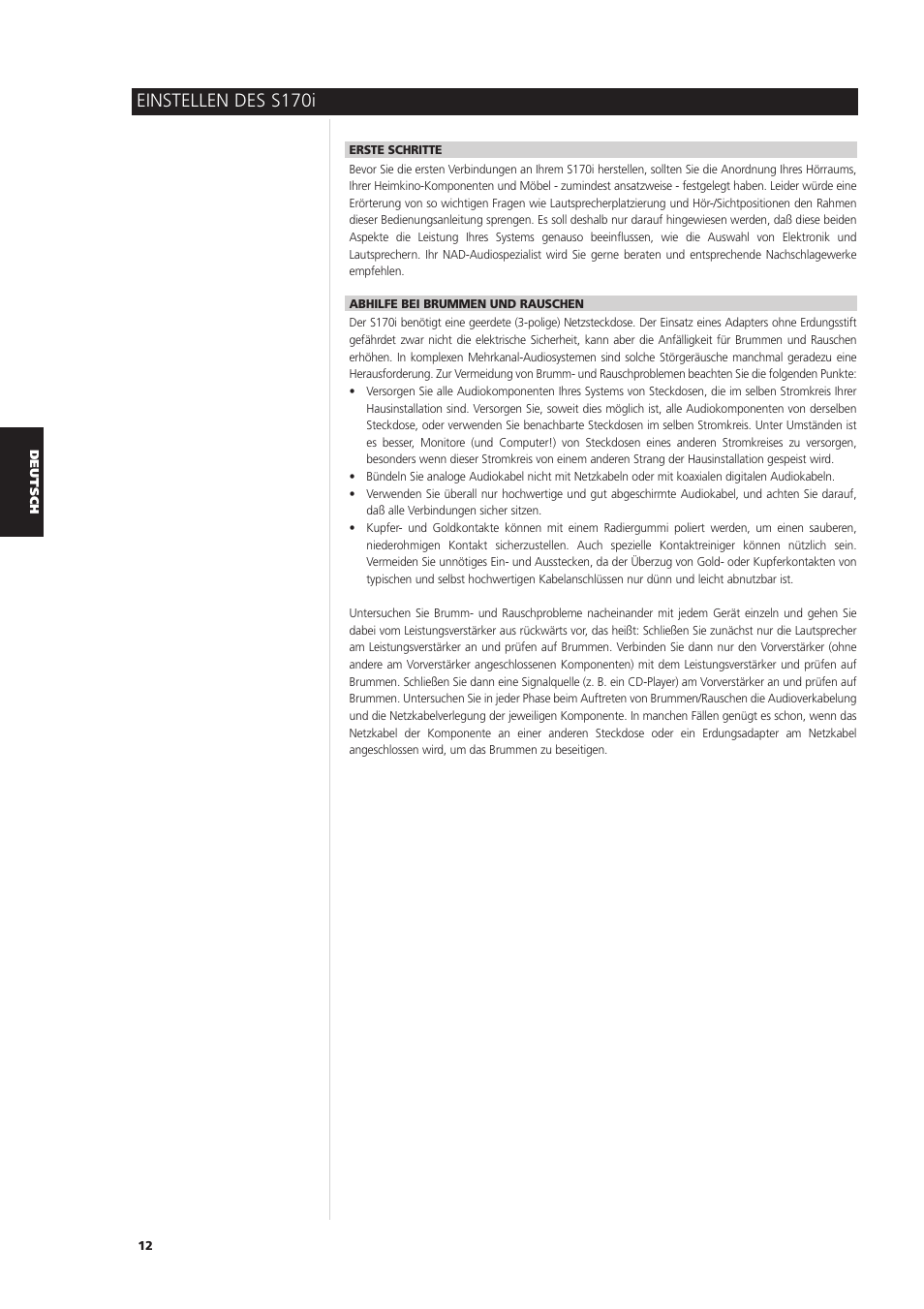 Einstellen des s170i | NAD S170iAV User Manual | Page 94 / 164