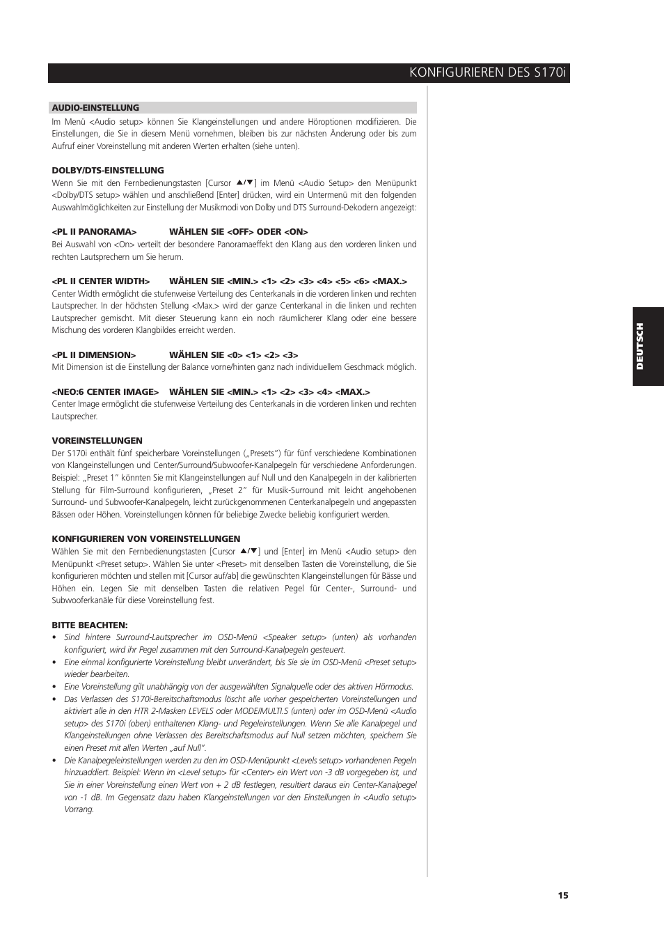 Konfigurieren des s170i | NAD S170iAV User Manual | Page 97 / 164