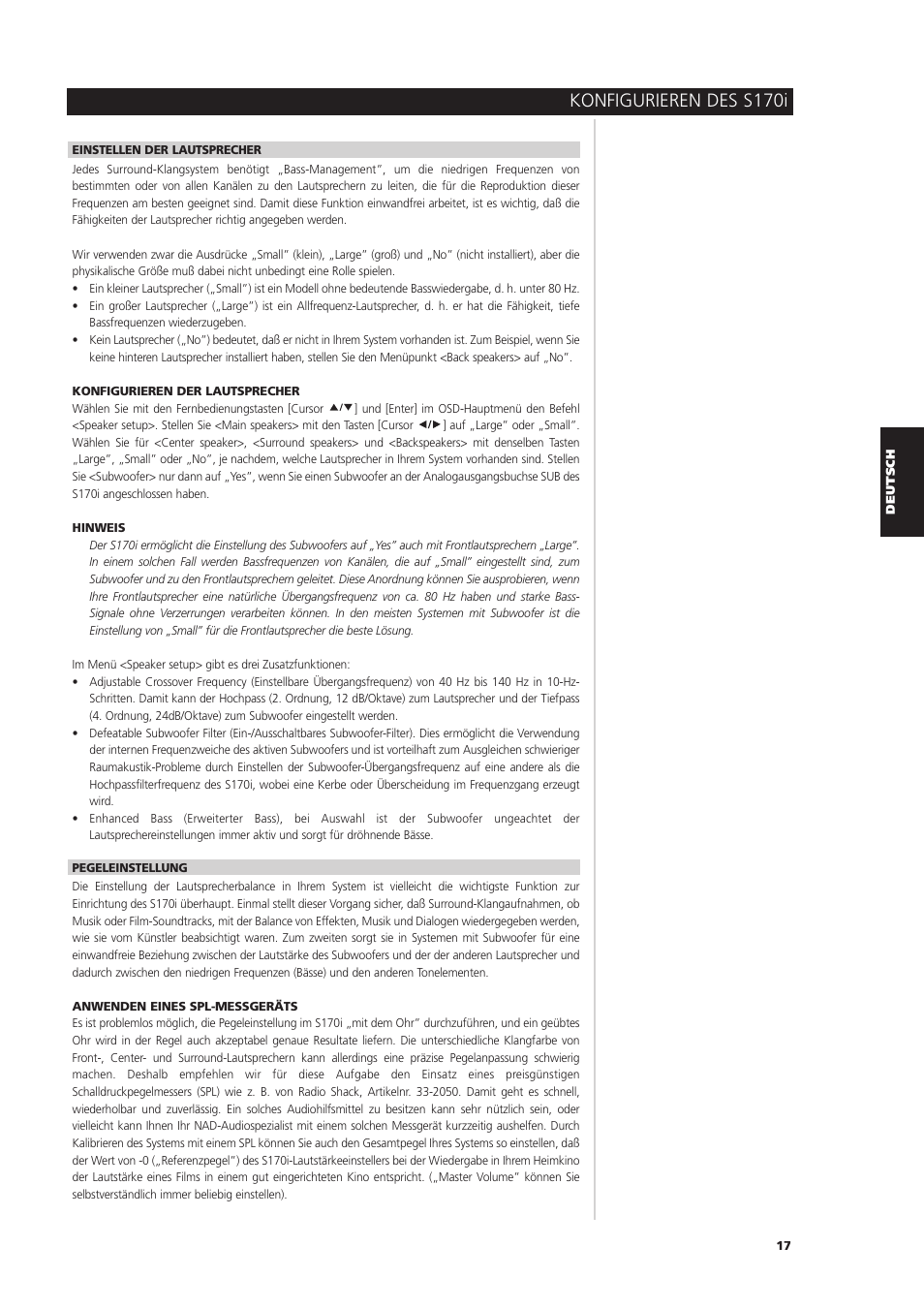 Konfigurieren des s170i | NAD S170iAV User Manual | Page 99 / 164