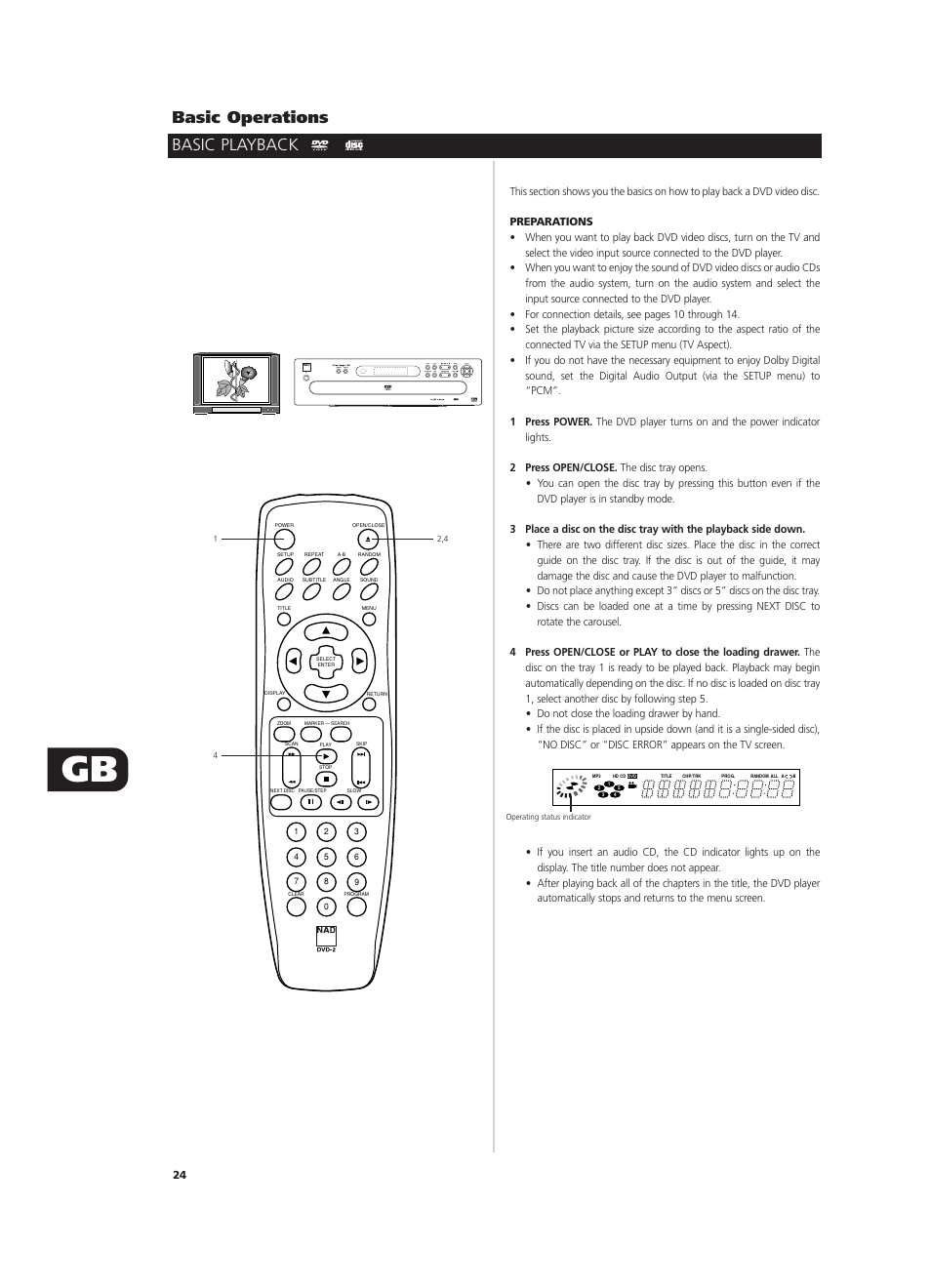 Basic operations, Basic playback | NAD T571 User Manual | Page 24 / 44