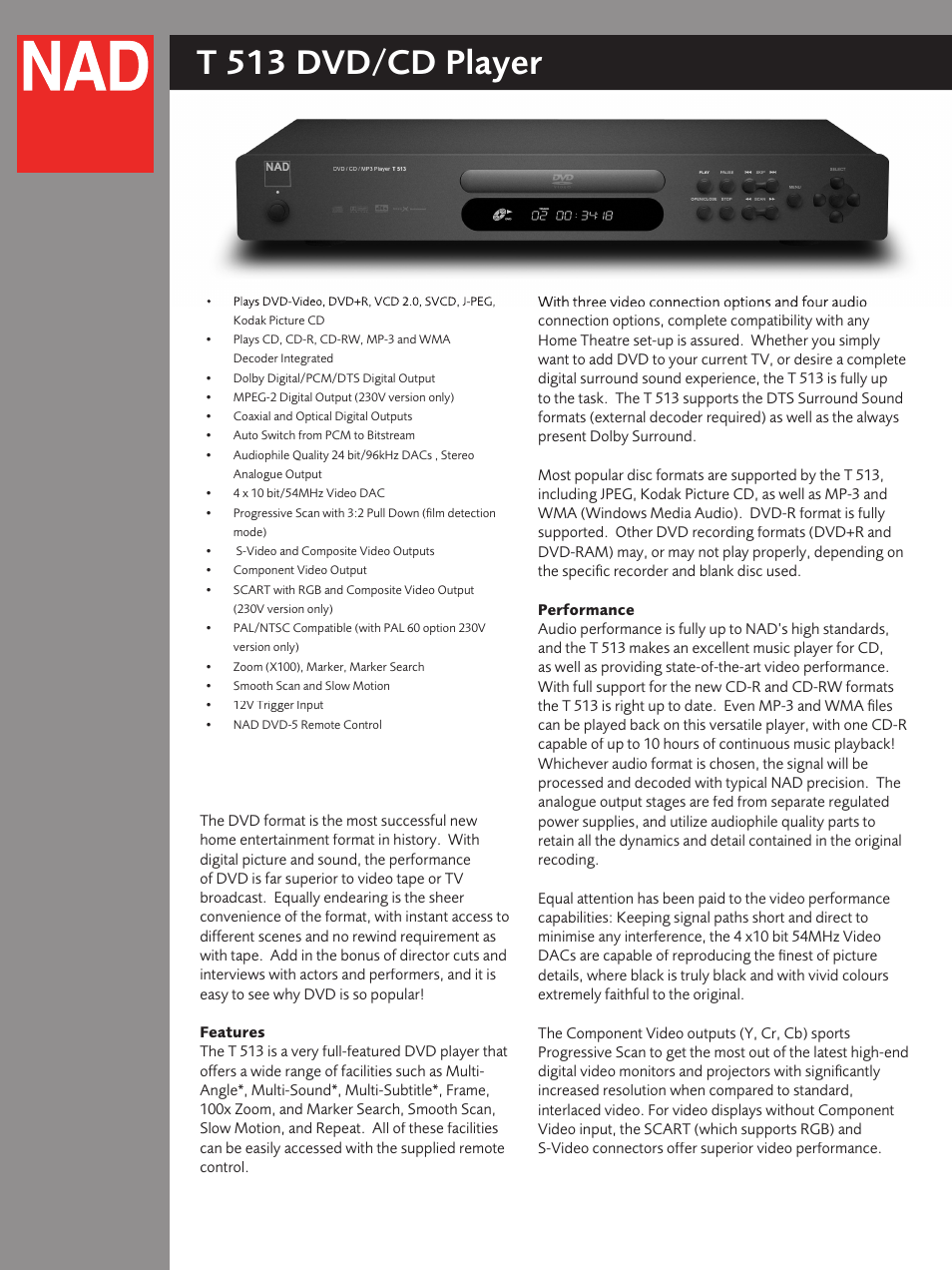 NAD T 513 User Manual | 2 pages