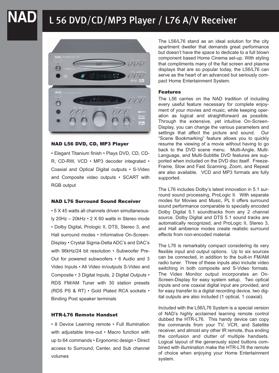 NAD L56 User Manual | 2 pages