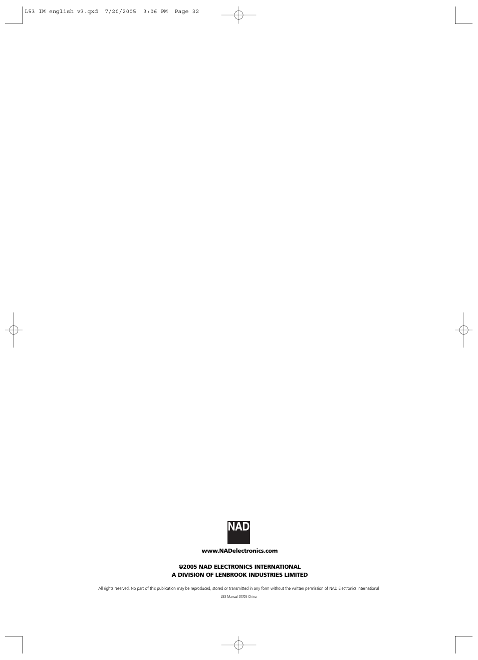 NAD L 53 User Manual | Page 32 / 32