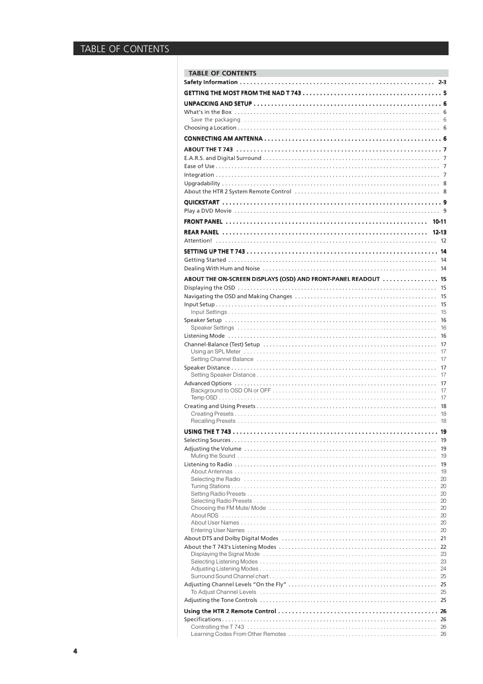 NAD T 743 User Manual | Page 4 / 32