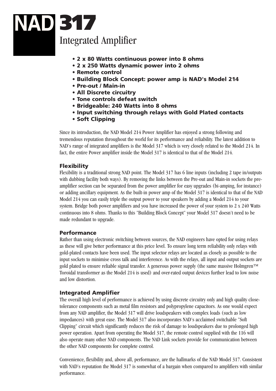 NAD 317 User Manual | 2 pages