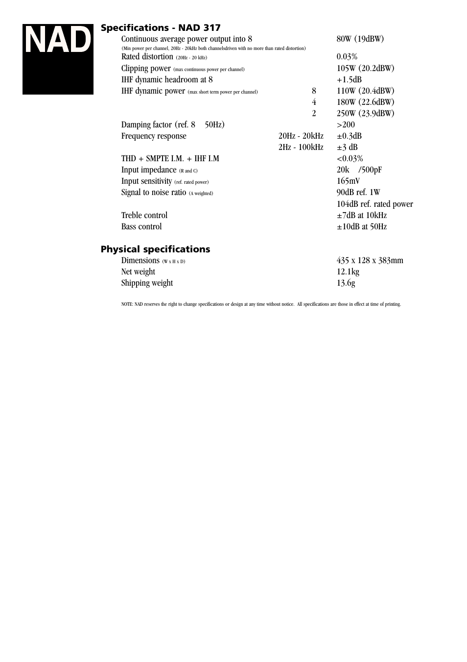 NAD 317 User Manual | Page 2 / 2