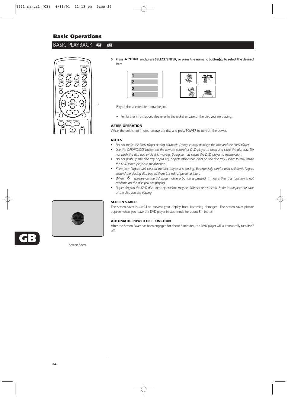 Basic operations, Basic playback | NAD T531 User Manual | Page 24 / 42