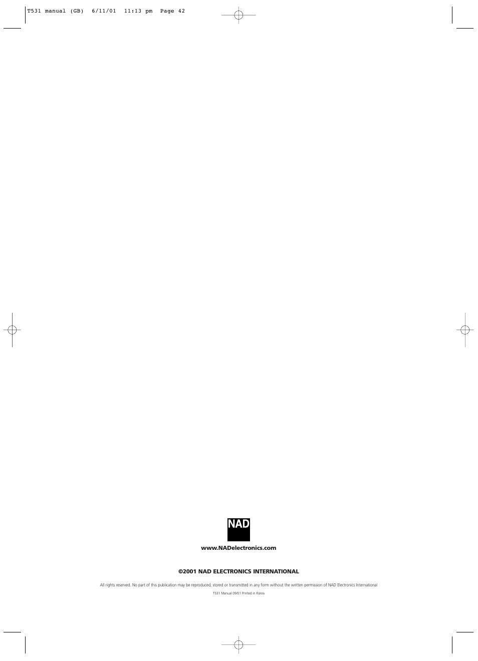 NAD T531 User Manual | Page 42 / 42