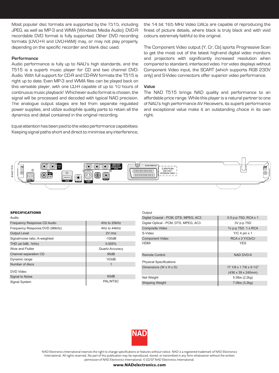 NAD T515 User Manual | Page 2 / 2