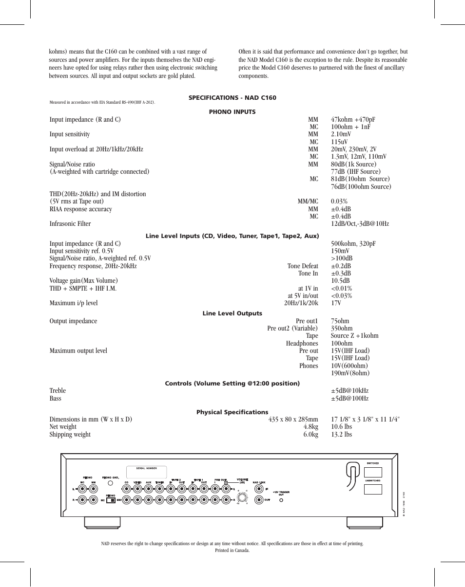 NAD Classic C160 User Manual | Page 2 / 2