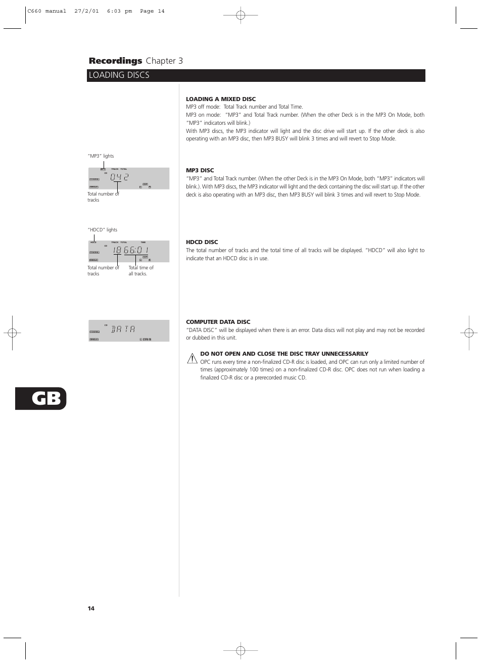 Loading discs recordings chapter 3 | NAD C660 User Manual | Page 14 / 30