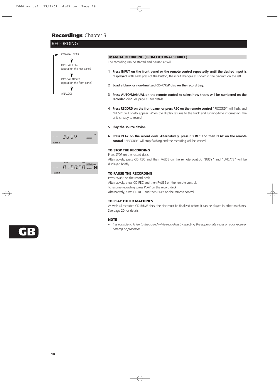 Recording recordings chapter 3 | NAD C660 User Manual | Page 18 / 30