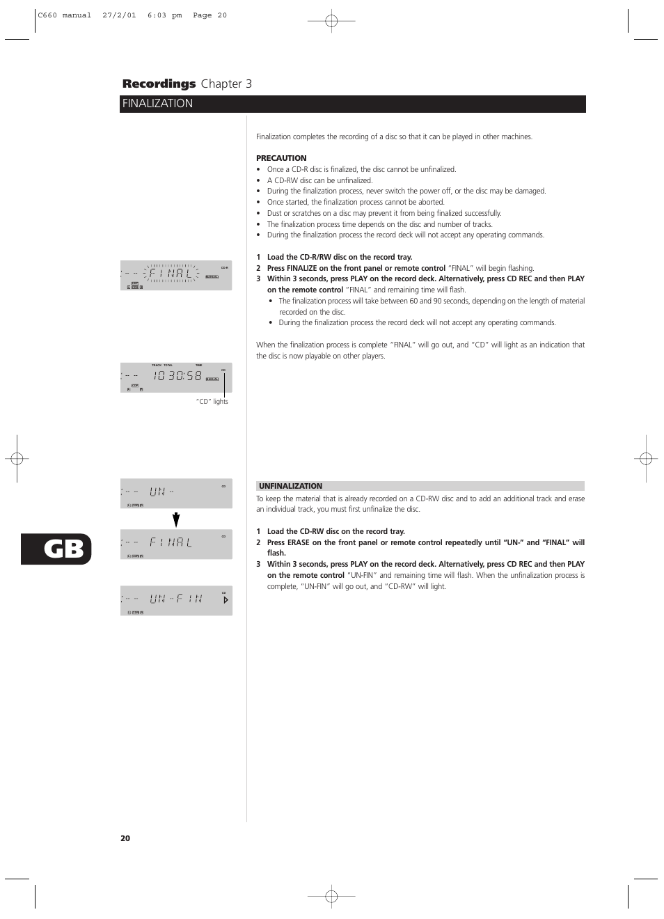 Finalization recordings chapter 3 | NAD C660 User Manual | Page 20 / 30