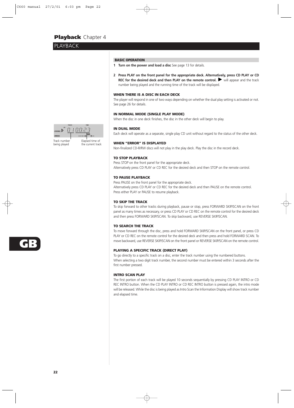 Playback playback chapter 4 | NAD C660 User Manual | Page 22 / 30