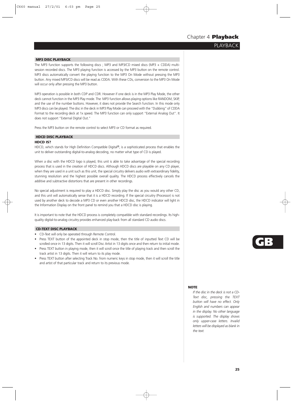 Playback chapter 4 playback | NAD C660 User Manual | Page 25 / 30