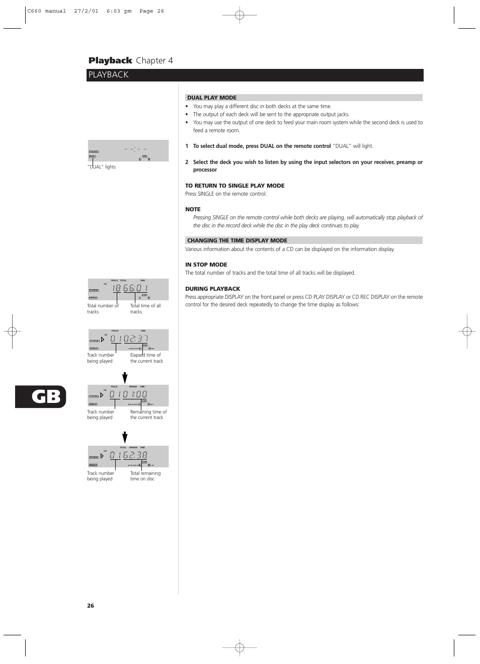 Playback playback chapter 4 | NAD C660 User Manual | Page 26 / 30