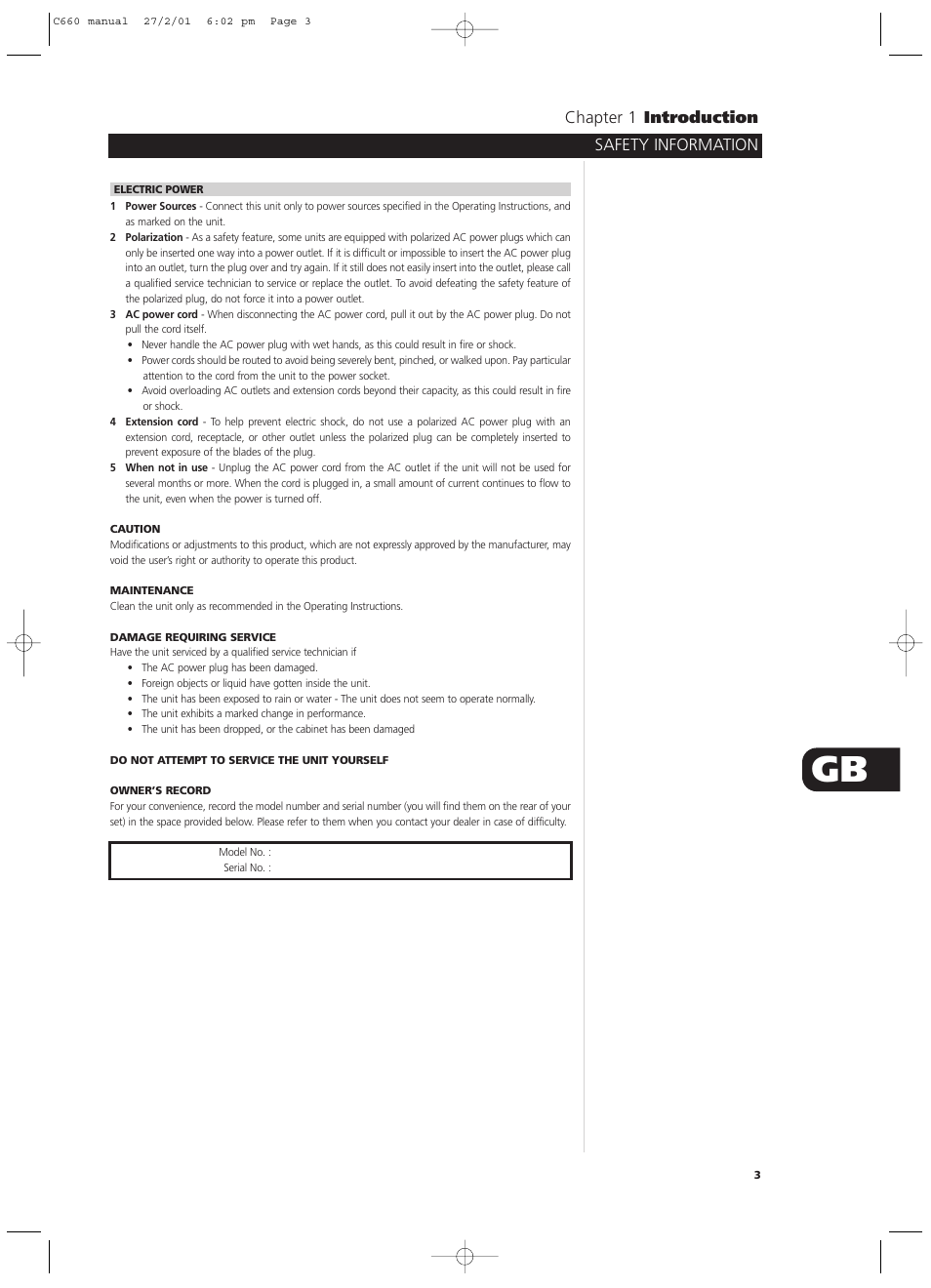 Safety information chapter 1 introduction | NAD C660 User Manual | Page 3 / 30