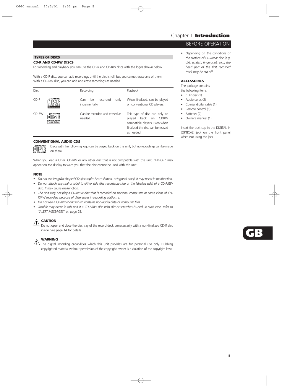Before operation chapter 1 introduction | NAD C660 User Manual | Page 5 / 30