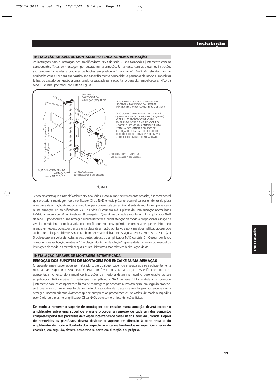 Instalação | NAD CI9060 User Manual | Page 101 / 146